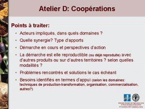 Atelier D Cooprations Points traiter Acteurs impliqus dans