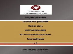 Colegio de gastronoma Licenciatura en gastronoma Nutricin bsica