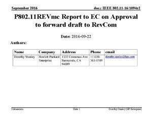 September 2016 doc IEEE 802 11 161094 r
