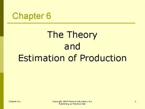 Chapter 6 Theory and Estimation of Production Chapter