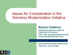 Issues for Consideration in the Solvency Modernization Initiative