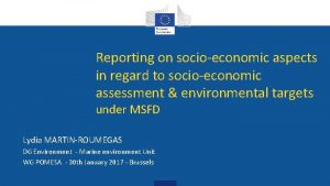 Reporting on socioeconomic aspects in regard to socioeconomic