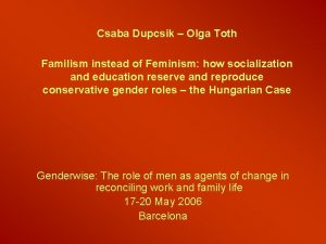 Csaba Dupcsik Olga Toth Familism instead of Feminism