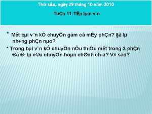 Th su ngy 29 thng 10 nm 2010