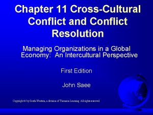 Chapter 11 CrossCultural Conflict and Conflict Resolution Managing