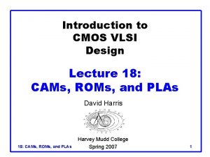 Introduction to CMOS VLSI Design Lecture 18 CAMs