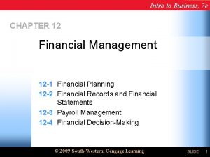 Intro to Business 7 e Chapter 12 CHAPTER