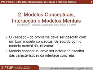 IPC 200304 Modelos Conceptuais Interaco e Modelos Mentais