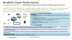 Windchill Cluster Performances Performance DeepDive PSM Reduce Overhead