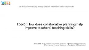 Elevating Student Equity Through Effective Researchbased Lesson Study