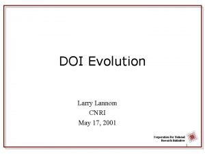 DOI Evolution Larry Lannom CNRI May 17 2001