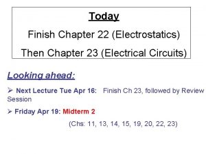 Today Finish Chapter 22 Electrostatics Then Chapter 23