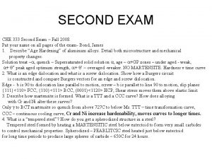 SECOND EXAM CHE 333 Second Exam Fall 2008