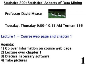 Statistics 202 Statistical Aspects of Data Mining Professor