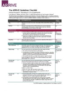 The ARRIVE Guidelines Checklist Animal Research Reporting In