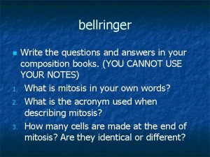 bellringer Write the questions and answers in your