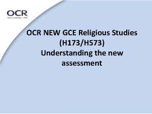 OCR NEW GCE Religious Studies H 173H 573