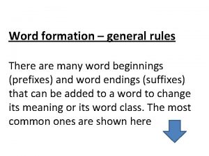 Word formation general rules There are many word