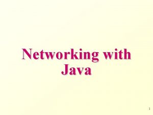 Networking with Java 1 Introduction to Networking 2