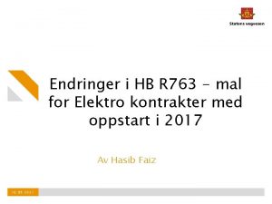 Endringer i HB R 763 mal for Elektro