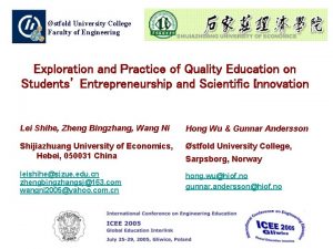 stfold University College Faculty of Engineering Exploration and