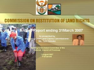 COMMISSION ON RESTITUTION OF LAND RIGHTS Annual Report