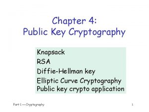 Chapter 4 Public Key Cryptography Knapsack RSA DiffieHellman