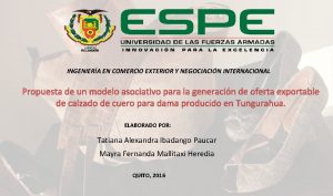 INGENIERA EN COMERCIO EXTERIOR Y NEGOCIACIN INTERNACIONAL Propuesta