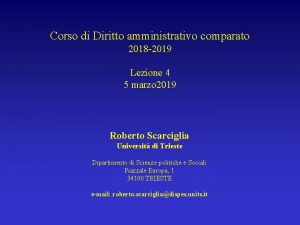 Corso di Diritto amministrativo comparato 2018 2019 Lezione