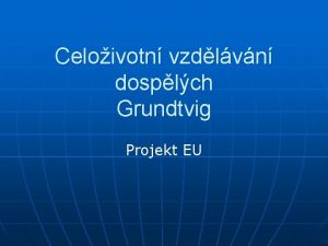 Celoivotn vzdlvn dosplch Grundtvig Projekt EU Motivace dosplch