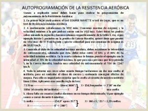 AUTOPROGRAMACIN DE LA RESISTENCIA AERBICA Vamos a explicarte