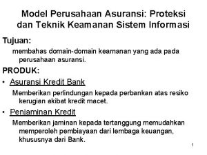 Model Perusahaan Asuransi Proteksi dan Teknik Keamanan Sistem