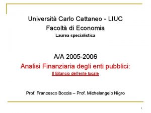 Universit Carlo Cattaneo LIUC Facolt di Economia Laurea