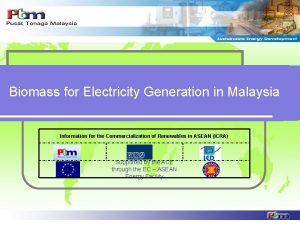 Biomass for Electricity Generation in Malaysia Information for