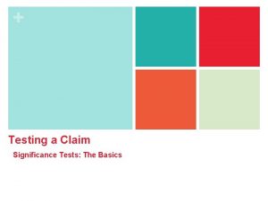 Testing a Claim Significance Tests The Basics A