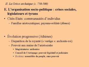 II La Grce archaque c 750 500 E