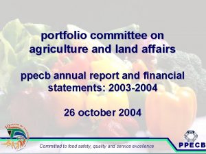 portfolio committee on agriculture and land affairs ppecb