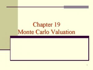Chapter 19 Monte Carlo Valuation 1 Monte Carlo