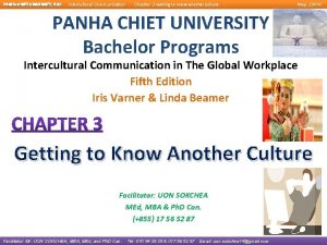 PANHA CHIET UNIVERSITY PUC Intercultural Communication Chapter 3