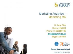 Marketing Analytics Marketing Mix Dr Arne Floh Room