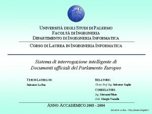 UNIVERSIT DEGLI STUDI DI PALERMO FACOLT DI INGEGNERIA