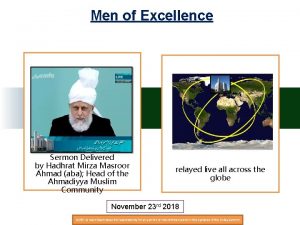 Men of Excellence Sermon Delivered by Hadhrat Mirza