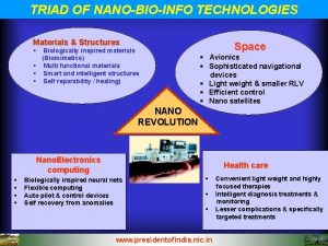 TRIAD OF NANOBIOINFO TECHNOLOGIES Materials Structures Biologically inspired