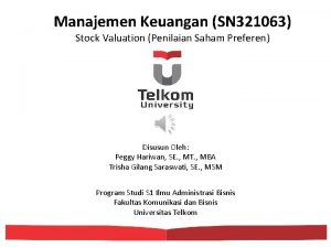 Manajemen Keuangan SN 321063 Stock Valuation Penilaian Saham