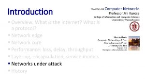 Introduction COMPSCI 453 Computer Networks Professor Jim Kurose