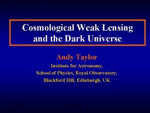 Cosmological Weak Lensing and the Dark Universe Andy