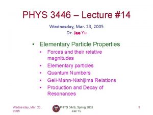 PHYS 3446 Lecture 14 Wednesday Mar 23 2005