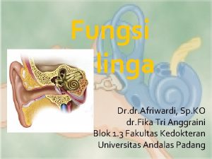 Fungsi Telinga Dr dr Afriwardi Sp KO dr