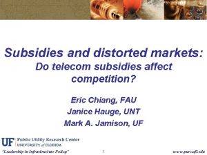 Subsidies and distorted markets Do telecom subsidies affect
