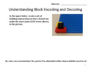 Names Understanding Block Encoding and Decoding In the